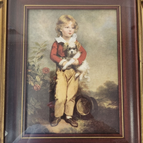 Vintage Master Simpson Boy with Dog Ornate Victorian Wall Art Set Of 2 Framed - Picture 2 of 9